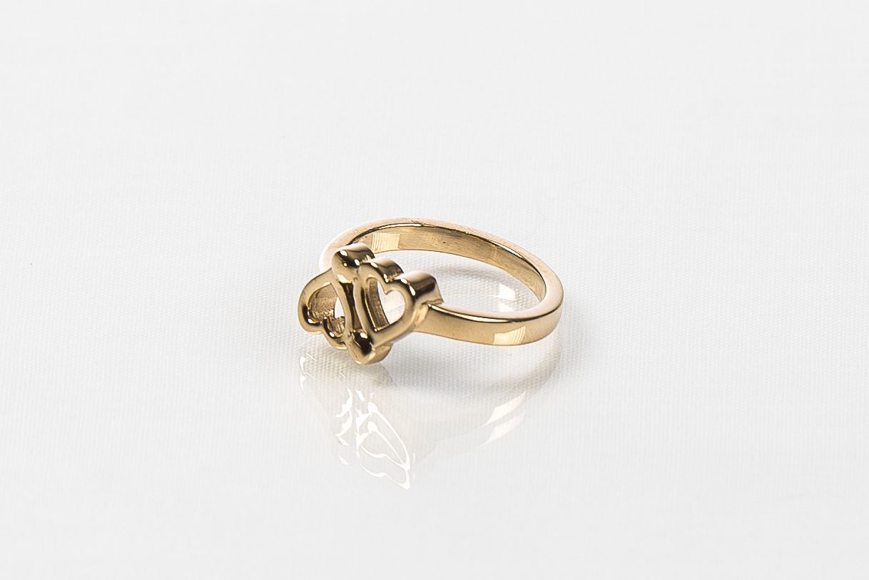 Brand New 14k Gold Double Heart Ring