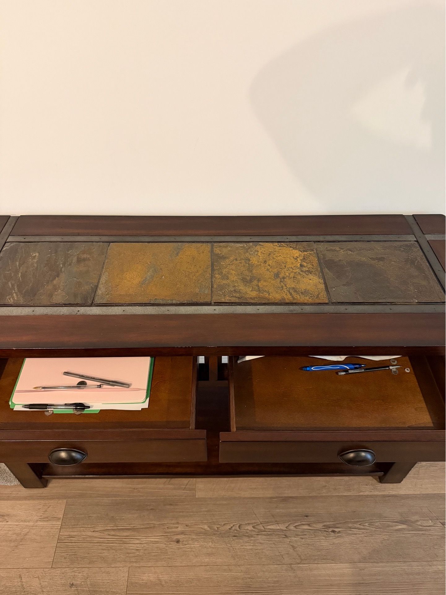 Darvin console table with slate inlay