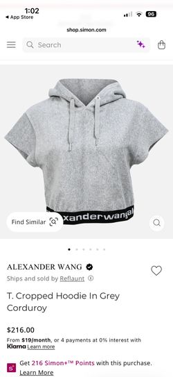 Alexander Wang T. Cropped Hoodie In Grey Corduroy