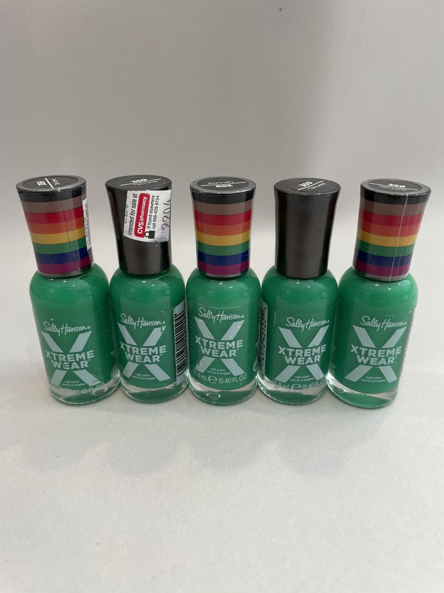 Lot Of 5 / Sally Hansen Xtreme Wear Nail Polish Tan-Lime 0.4 fl oz Pride Edition