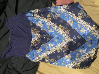 Women’s Junior Blue Floral Patchwork Top – Size S – Boho Style 🌸