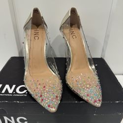 NIB - INC International Concepts Katey Size 7 Rainbow Bling, Gold Women's Heels