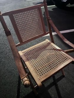 Beautiful Bamboo & Rattan Chair w Leather Arm Straps