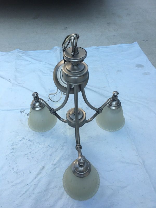 3 light brushed nickel chandelier with shades