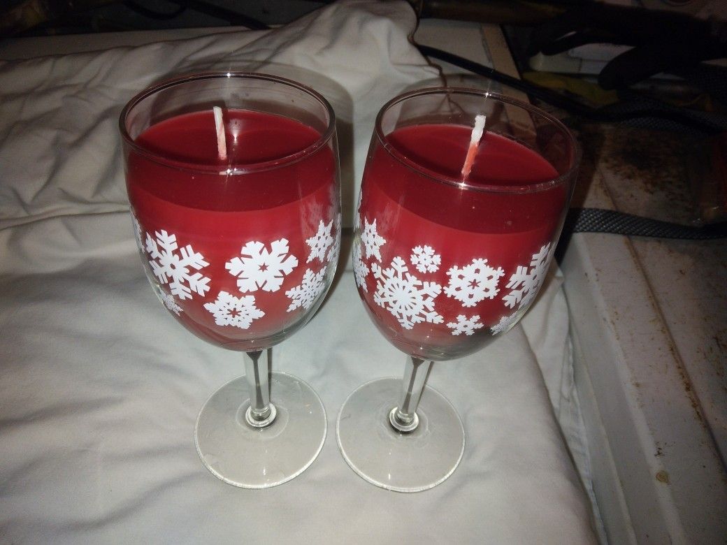 Christmas Wine Glasses/ Candals