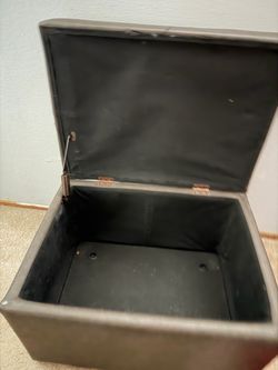 Black Storage Ottoman with Hinged Lid