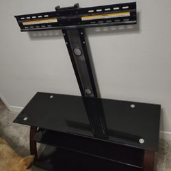 Floating TV Stand With Black Glass Shelves