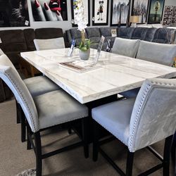 Wonderful Genuine Marble Dining Set! $1699 🤍✅⭐️