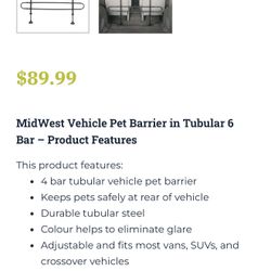 Pet Barrier For A Vehicle Suv