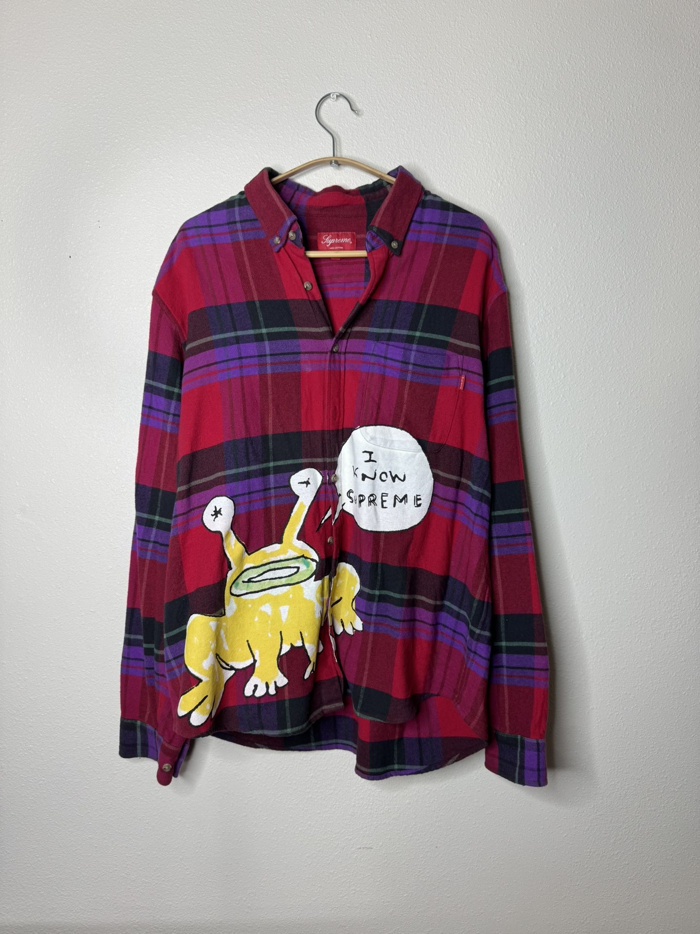 Supreme Daniel Johnston Flannel Plaid Shirt Red Medium