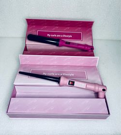 Lot Of 2 New Beauty Creations Hair Curling Wands With Gloves, 2 Shades Pink