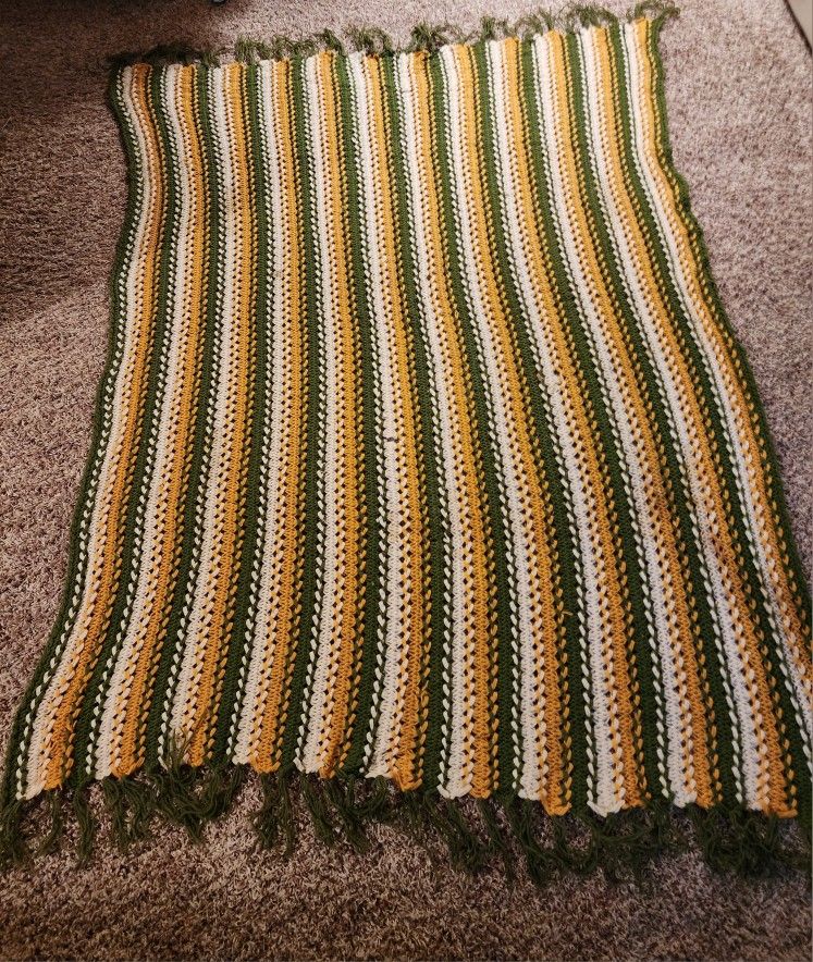 Fringe end crochet Afghan throw