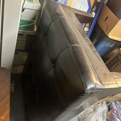 Black Leather Ottoman