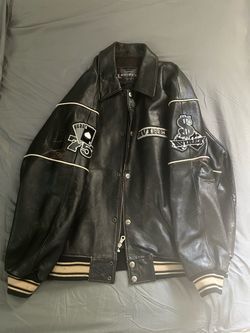 Vintage High Roller Avirex Black Leather Varsity Jacket 3XL