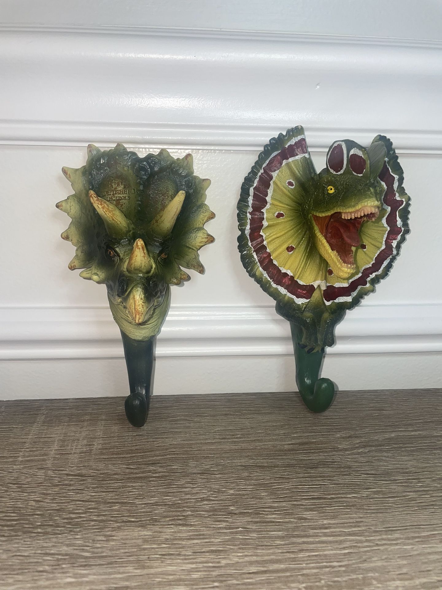 Jurassic Park Theme Resin Hooks Lot Of 2 Wall Hanger BathRobe,Key Hooks..(#13)