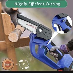 Mini Chainsaw, 4-Inch Battery Powered Electric Chainsaw Cordless with 2 Batteries 2 Chains, 21V 2000mAh Rechargeable Handheld Mini Chain Saw with Secu