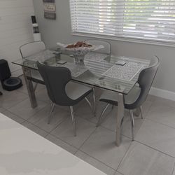 Kitchen Table Like New Glass Top