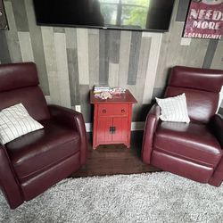 2 Maroon Pleather Recliners
