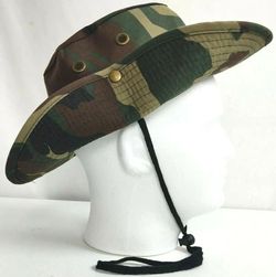 One Size Tactical Boonie Hat- Military Camo Bucket Wide Brim