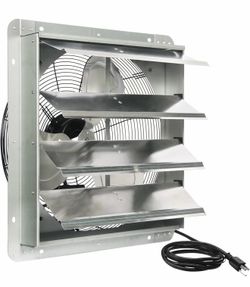 New-KEN BROWN 18 Inch Exhaust Fan with Power Cord, Automatic Shutter, 2600CFM, Aluminum Cooling Ventilation Fan, High Speed Wall Mounted Attic Fan for