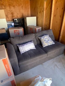Gray Fabric Tufted Two-Seat Sofa