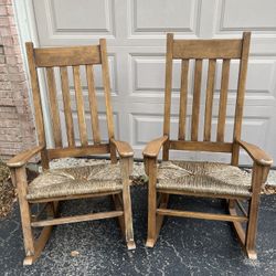 2 Wooden Rocking Chairs 