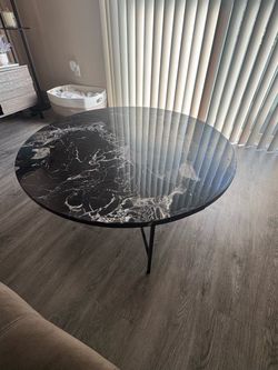 CB2 black marble table