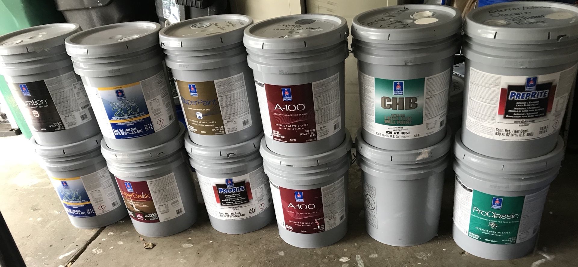 Interior Sherwin Williams Paint 5 Gallon Bucket for $45 . Color: Light Gray, Light Blue, Beige, Off White. New paint. Great Deal!