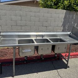 3 Bay Sink Stainless Steel