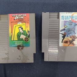 NES Shooter / Run-and-Gun Lot (2) – Super C + Elevator Action – TESTED, Cart Only
