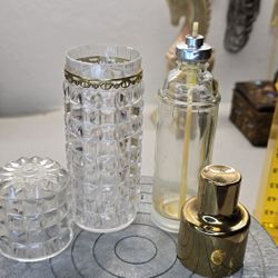 Vintage Chantilly Spray Mist Perfume Bottle 2 fl. oz. by Houbigant – Pressed Glass with Gold Trim, Non-Aerosol