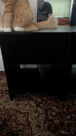 2 Fluted black drawers bedside tables