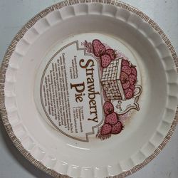 Country Harvest Made In USA Strawberry Pie Recipe Plate, Like New , Vintage