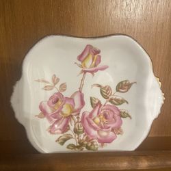 Vintage Rose Soap Dish Bone China