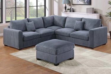 DARK GREY 99x99 SECTIONAL WITH OTTOMAN 