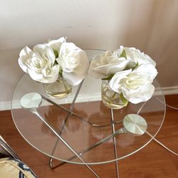 2 Decorative Flowers in Glass pots Plants In pots Home Decor House Office decoration 