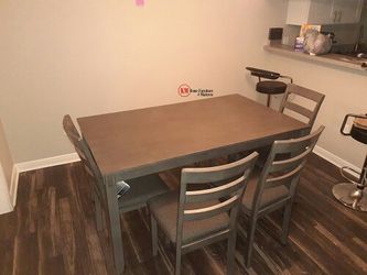 6 PCS DINING TABLE SET SOLID CHAMPAGNE