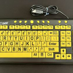 EZ See Low Vision Keyboard Large Print Yellow Keys