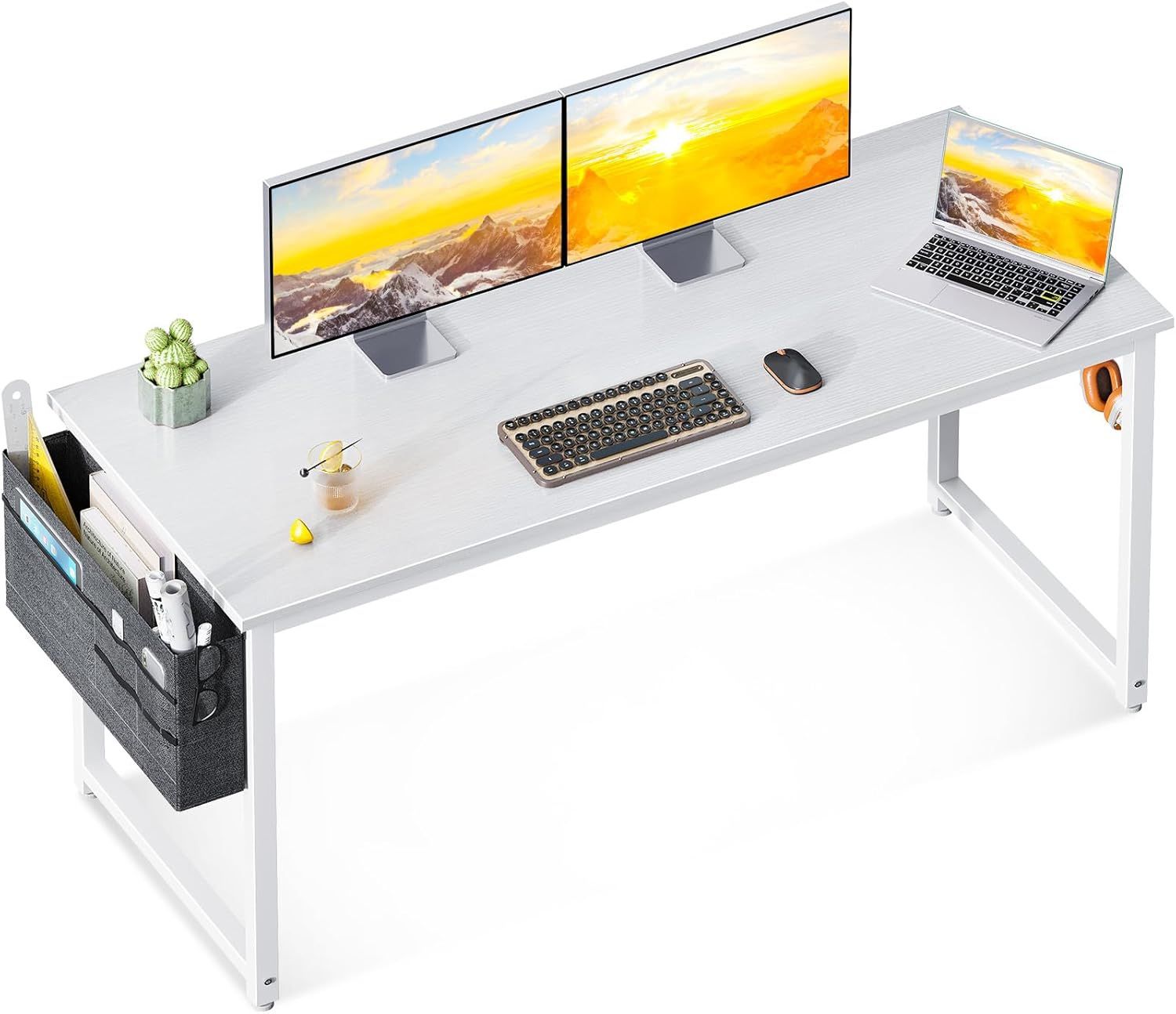 Large 55" Computer Office Gaming Desk Table White