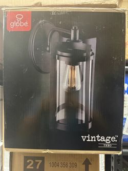 Globe Electric Theo Bronze Farmhouse Outdoor 1-Light Wall Sconce, Clear Glass Shade