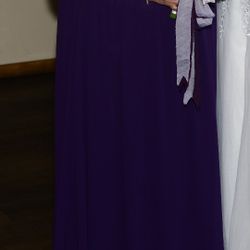Purple Elegant A Line Crew Neck Half Sleeve Sequin Maxi Evening Dress