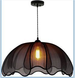 LZUHYSPG Boho Chandelier Black Fabric Chandelier Modern Black Metal Pendant Light Fixture for Dining Room & Living Room, Kitchen, Bedroom, Restaurant 