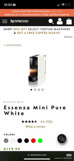 Nespresso Essenza Mini (Pure White) - Excellent Condition