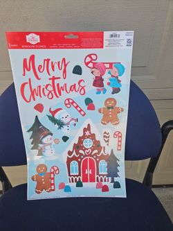 Holiday Time Christmas Window Clings Sheet