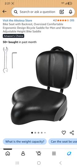 Bike Seat with Backrest, Oversized Comfortable Ergonomic Design Bicycle Saddle for Men and Women Adjustable Height Bike Saddle