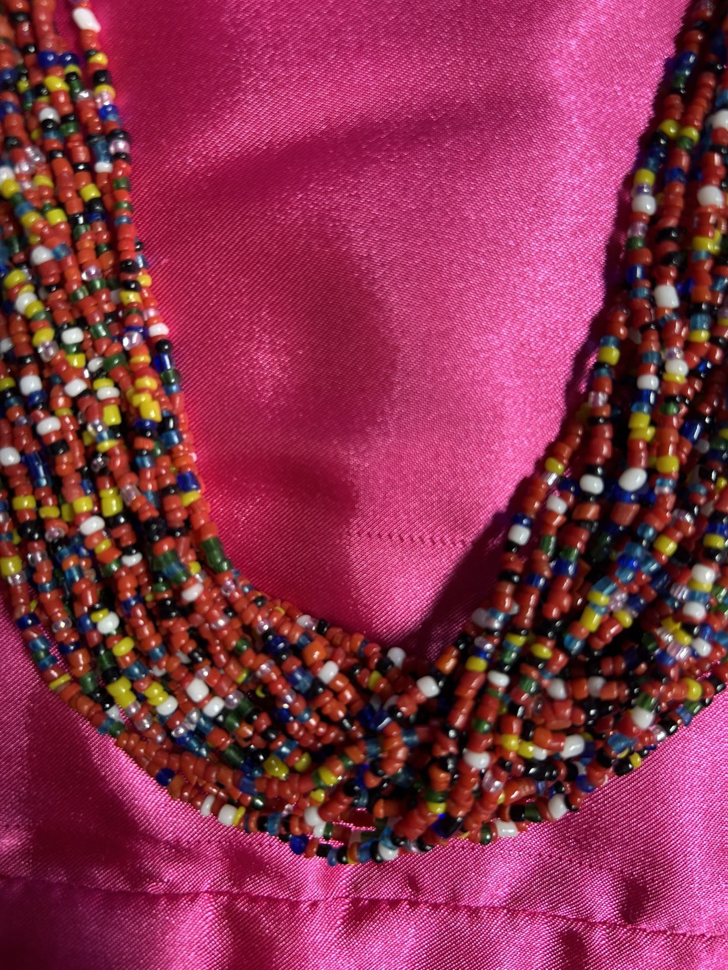 Vintage Red Beaded Necklace And Earrings Set