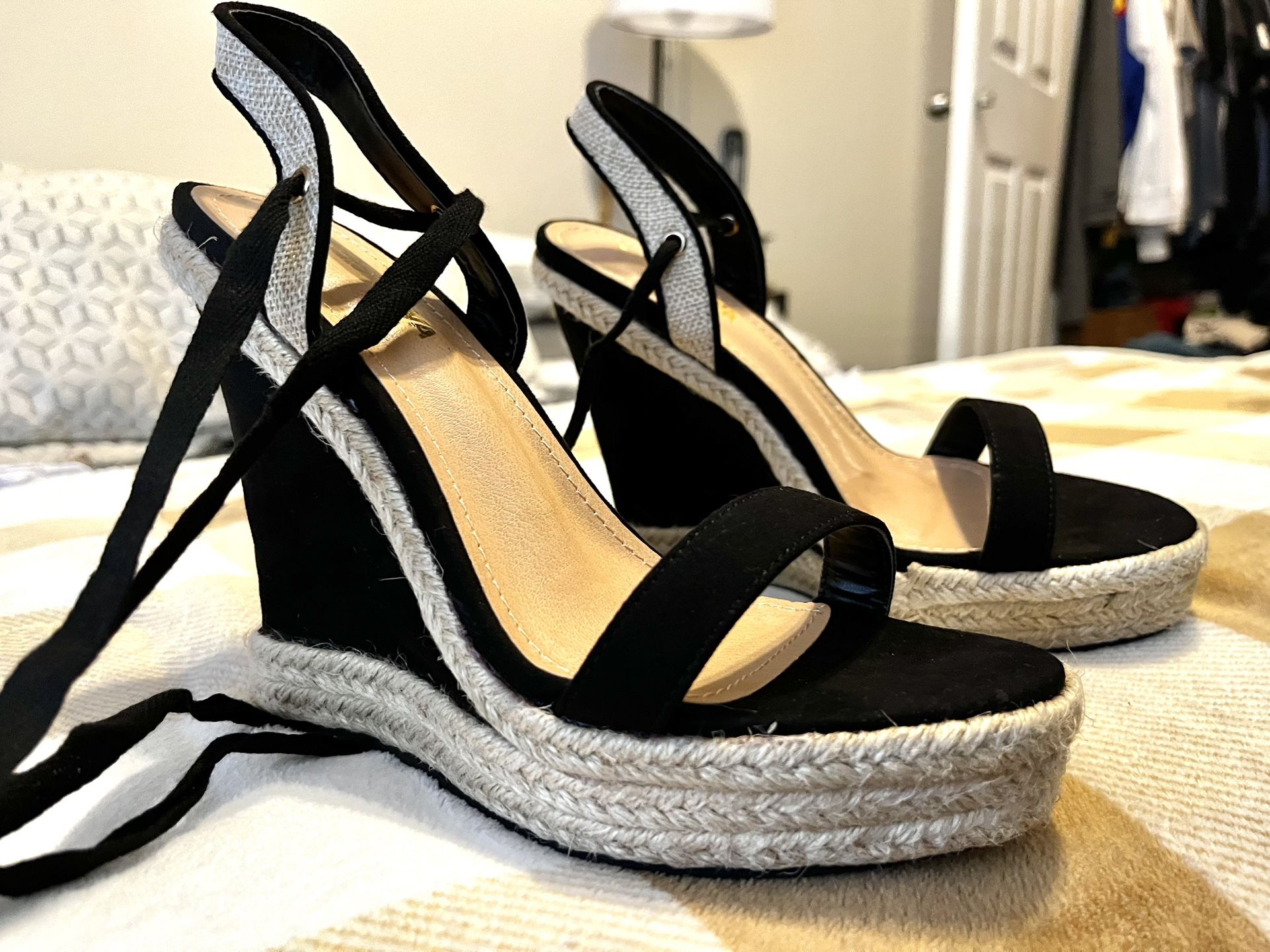 Fashion Nova Wedge Heels With Ankle Straps
