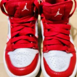 Jordan Air Jordan 1 Red White High Top Leather Sneakers 11C Unisex Kids