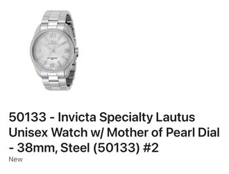 50133 - Invicta Specialty Lautus Unisex Watch w/ Mother of Pearl Dial - 38mm,