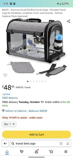 Travel Bird Parrot Cage Carrier